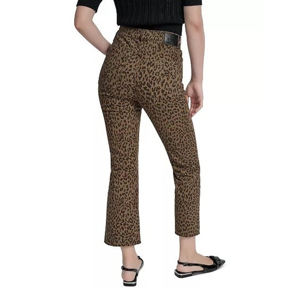 DKNY Women's High Rise Brown Black Leopard Print Size 27 NWT Pants - Picture 4 of 11